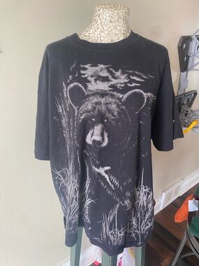 Vintage Double sided Print Delta Black Tee with Red and Blue Logo Tag